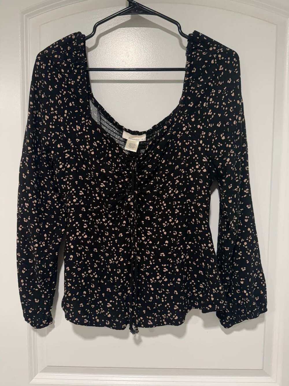 Y2K Animal Print Ruched Blouse Coquette Indie Sleaze Long Sleeve Women’s M